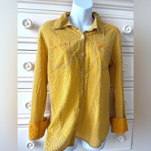 Johnny Was Yellow Patterned Button-Up Shirt